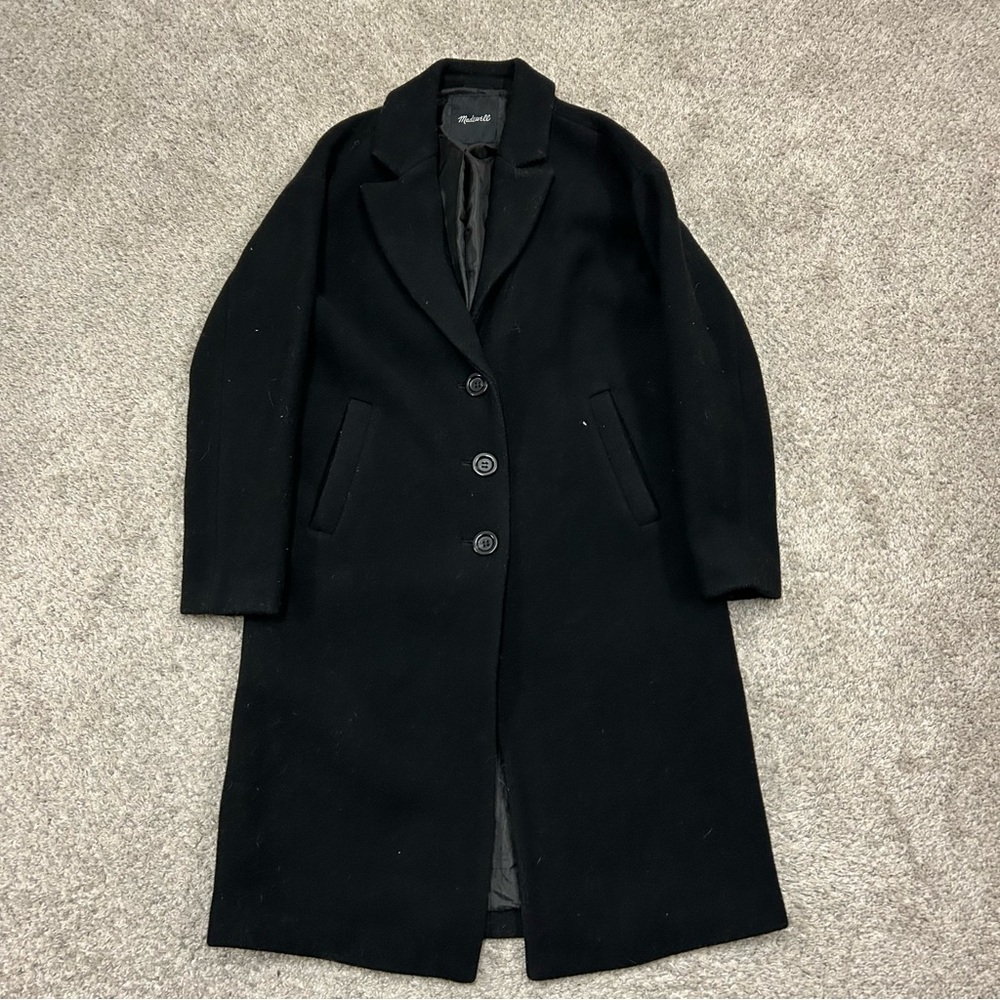 Madewell Bergman Cocoon Coat Women’s XXS Black Wool‎ Blend